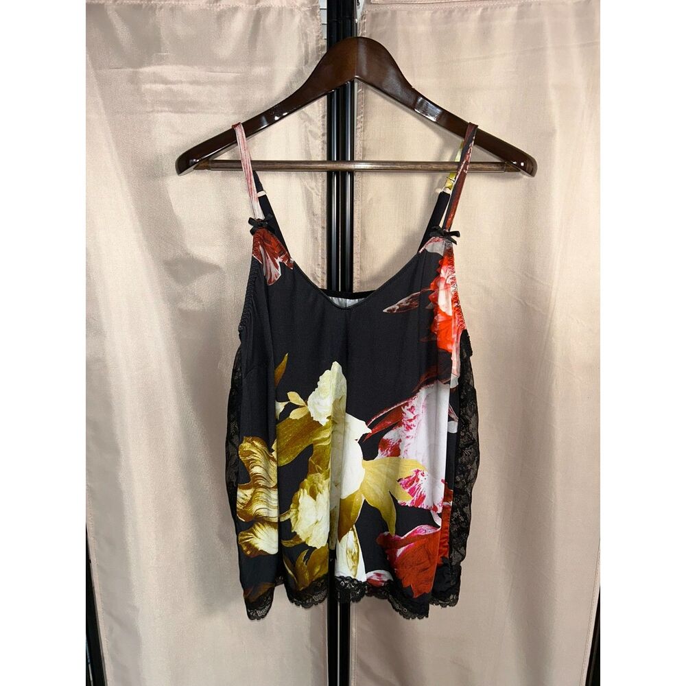 Cacique Sz. 18/20 Floral Lace Sleep Tank Camisole Lingerie Adjustable Straps